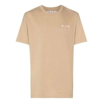 Men’ s Off-White x Browns Crossover Logo Printing Round Neck Short Sleeve Khaki