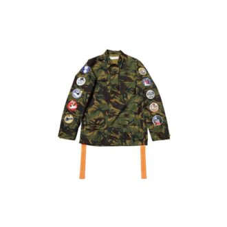 Mens Back Arrows Sketch Medal Ribbon Camouflage Jacket