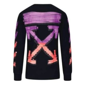 Mens Black Long-Sleeve Diagonal Striped
