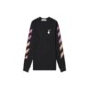 Mens Black Long-Sleeve Diagonal Striped