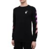 Mens Black Long-Sleeve Diagonal Striped