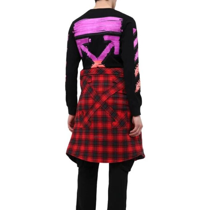 Mens Black Long-Sleeve Diagonal Striped