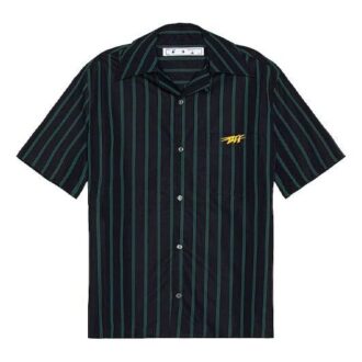Mens FW20 Holiday Cuban Collar Short Sleeve Stripe Shirt