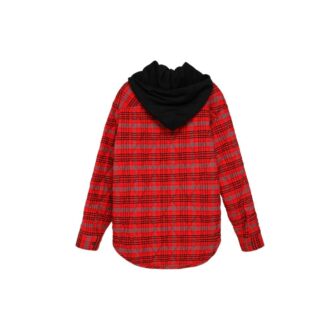 Mens Loose Padded Flannel Plaid Hooded Shirt Jacket
