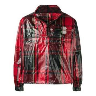 Mens Red & Black Plaid Tartan Zip Neck Jacket “Red Black”