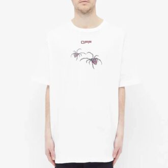 Mens Spider Arachno Arrow Print Sketch Logo Loose Short Sleeve