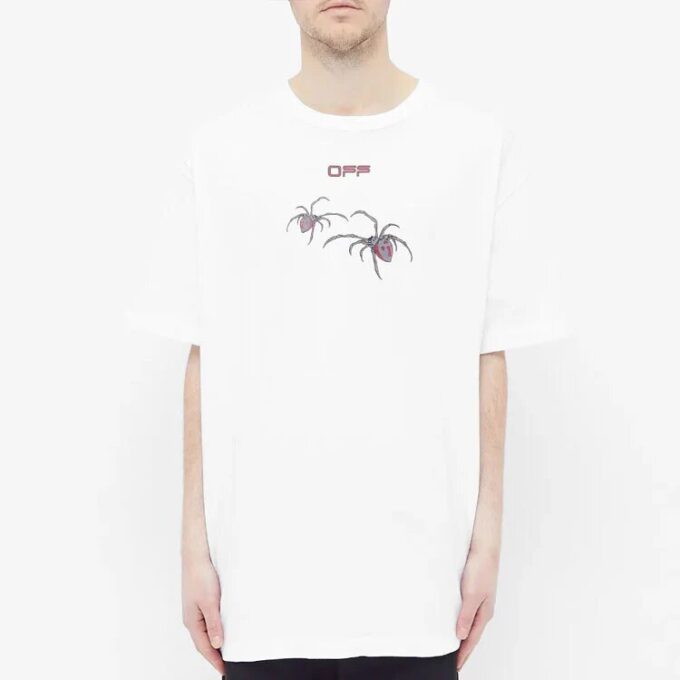 Mens Spider Arachno Arrow Print Sketch Logo Loose Short Sleeve