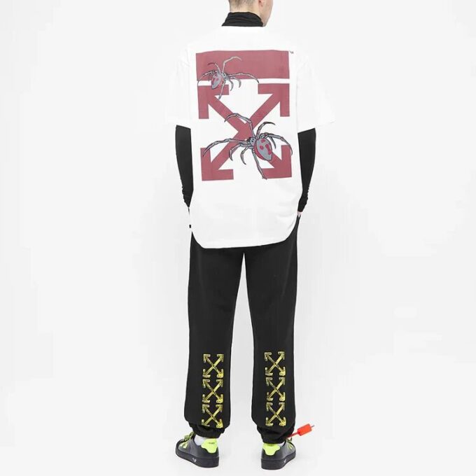 Mens Spider Arachno Arrow Print Sketch Logo Loose Short Sleeve