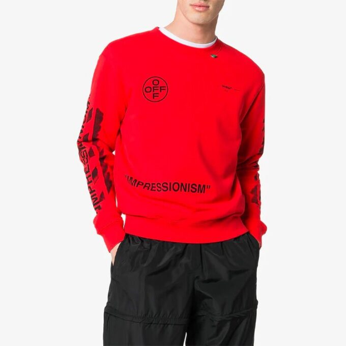 MENS SS19 “Impressionism” Crew Neck Cotton Logo Sweatshirt Red