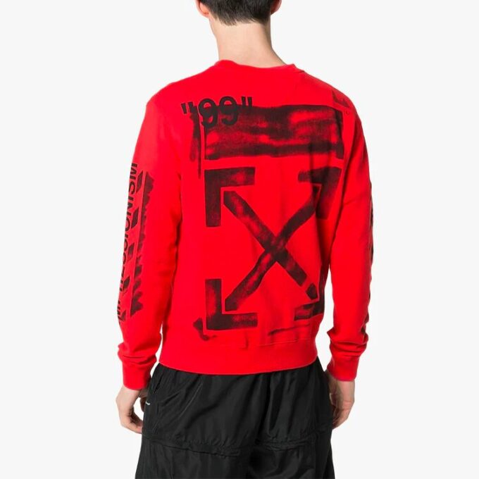 MENS SS19 “Impressionism” Crew Neck Cotton Logo Sweatshirt Red