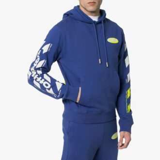 MENS SS19 Spilt Logo Slim Hoody Blue