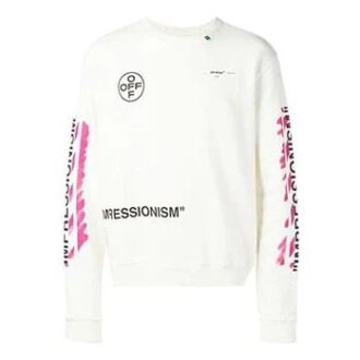 MENS SS19 Virgil Abloh Diag Stencil Slim Crewneck Sweater Logo White
