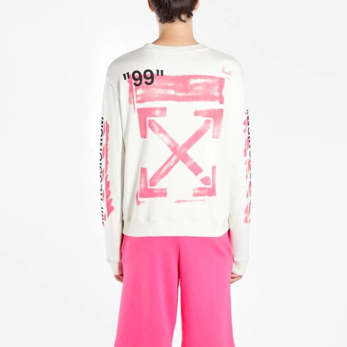MENS SS19 Virgil Abloh Diag Stencil Slim Crewneck Sweater Logo White