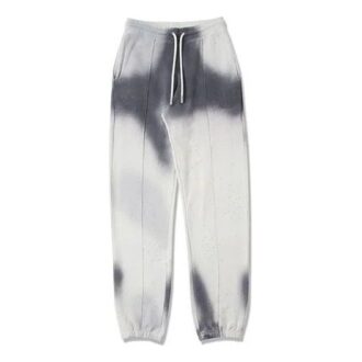 Mens Tie Dye Cotton Sweatpants Grey White