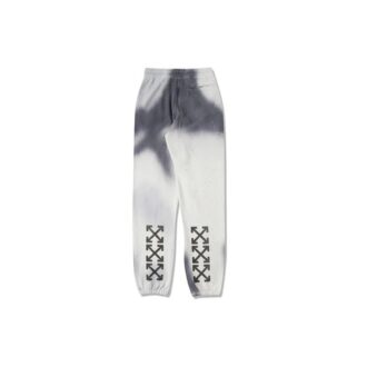 Mens Tie Dye Cotton Sweatpants Grey White