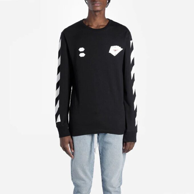 MENS Virgil Abloh Diag Hand Card Long Sleeve Tee Black