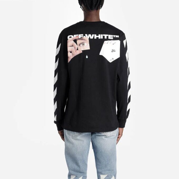 MENS Virgil Abloh Diag Hand Card Long Sleeve Tee Black