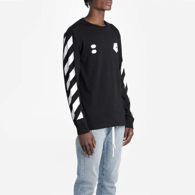 MENS Virgil Abloh Diag Hand Card Long Sleeve Tee Black