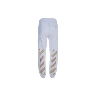 Micro Mark Rubber Strap Printing Athleisure Casual Sports Pants Ordinary Version White