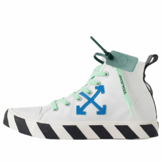 Mid-Top Vulcanized Canvas Sneaker “White Blue Green Black”