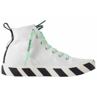 Mid-Top Vulcanized Canvas Sneaker “White Blue Green Black”