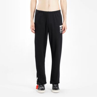 Mona Lisa Pattern Alphabet Printing Sports Long Pants Black