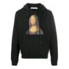 Mona Lisa Printing Hooded Pullover Men Black