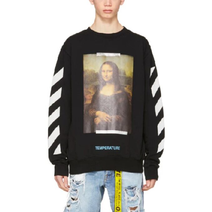 Monalisa Diagonals Print Sweatshirt Men’ s Black