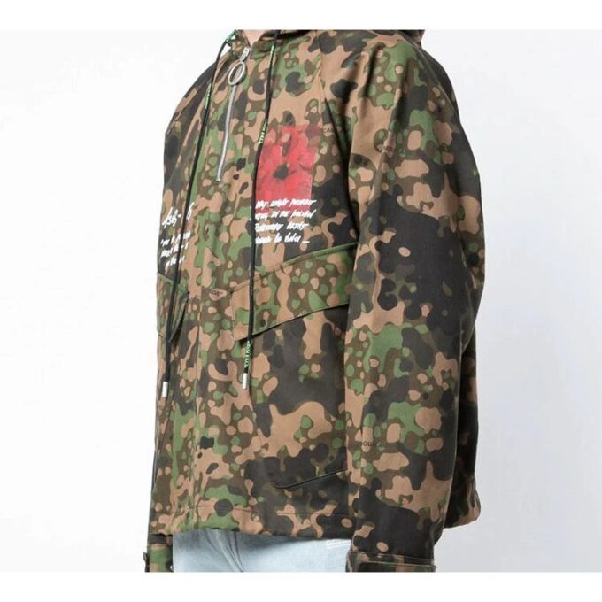 MONALISA Printing Zipper Hooded pullover Men Camo