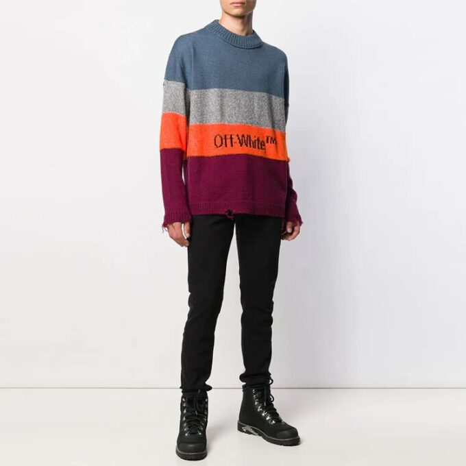Multi-color Stripe Sweater Men Multi-color