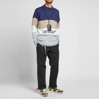 MultIcolor Wool Sweater Splicing Round Neck