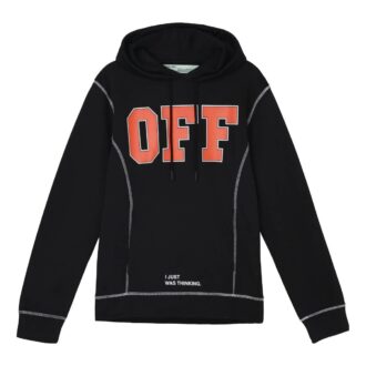 OFF Applique Hooded Sweater Unisex Black