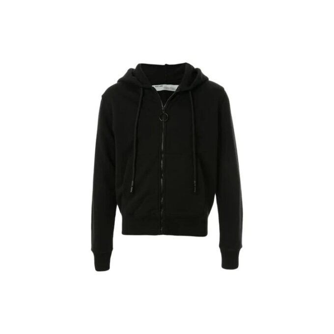 off Logo Printing Zipper Black