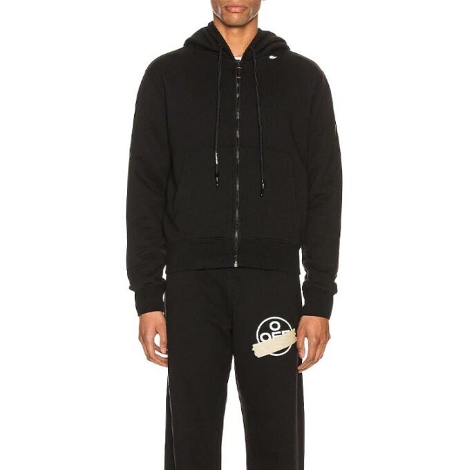 off Logo Printing Zipper Black