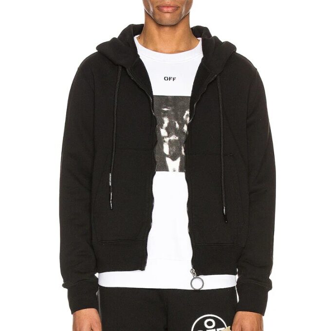 off Logo Printing Zipper Black