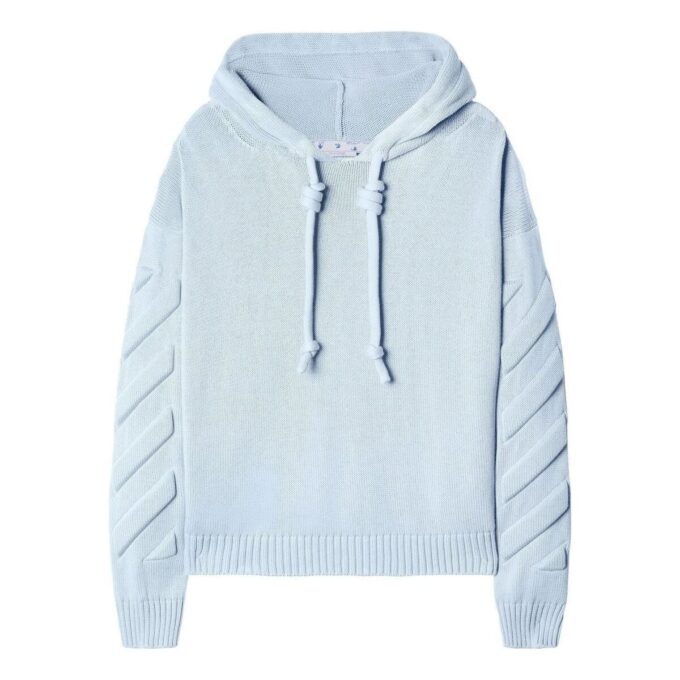 Off White 3d Diag Knit Hoodie “Pale Blue”