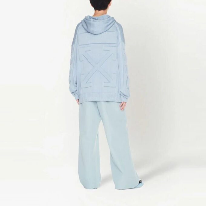 Off White 3d Diag Knit Hoodie “Pale Blue”