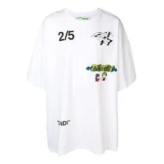 Off-White Men’ s 2/5 Back Printing Short Sleeve White T-Shirt Off-White Men’ s 2/5 Back Printing Short Sleeve White T-Shirt