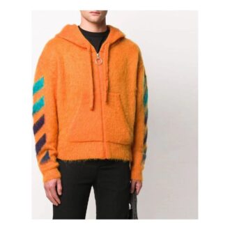 Off-White Men’ s 3d Logo Hooded Knit Orange Off-White Men’ s 3d Logo Hooded Knit Orange