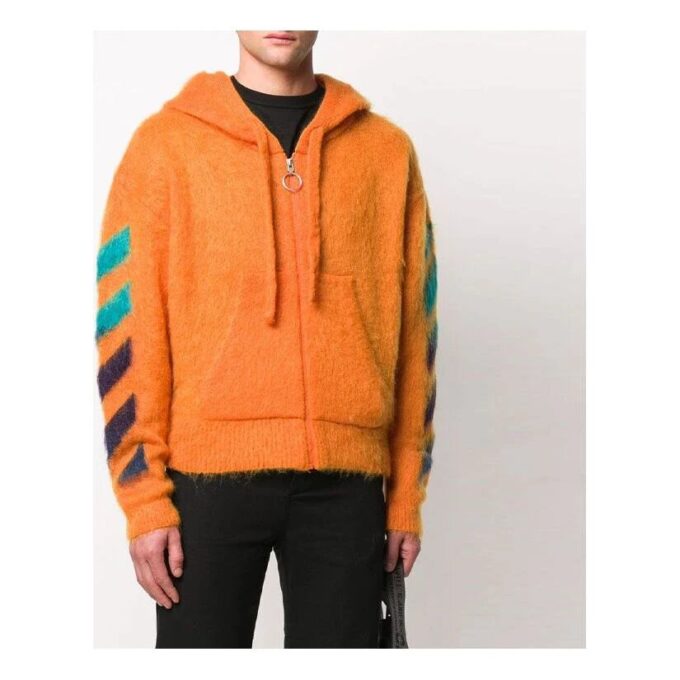 Off-White Men’ s 3d Logo Hooded Knit Orange