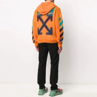 Off-White Men’ s 3d Logo Hooded Knit Orange Off-White Men’ s 3d Logo Hooded Knit Orange