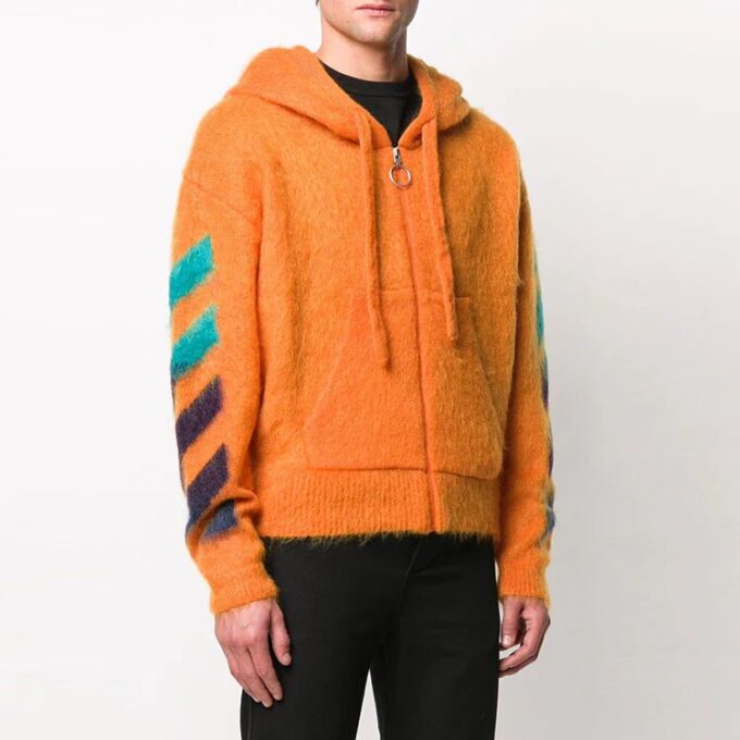 Off-White Men’ s 3d Logo Hooded Knit Orange