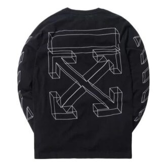 Off-White Men’ s 3D Printing Hollow Out Arrow Long Sleeves Black T-Shirt Off-White Men’ s 3D Printing Hollow Out Arrow Long Sleeves Black T-Shirt