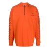 Off-White Men’ s Abstract Logo Printing Half Zipper Round Neck Loose Fit Orange