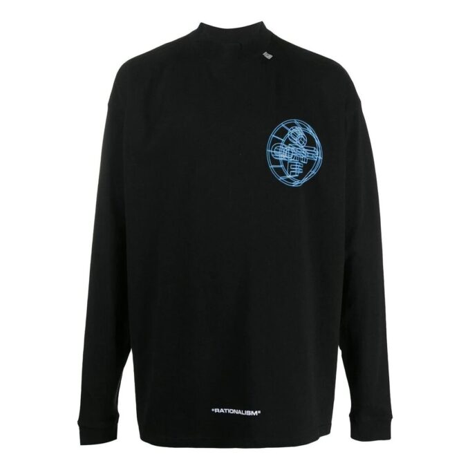 Off-White Men’ s Alphabet 3D Pattern Printing Long Sleeves Black T-Shirt