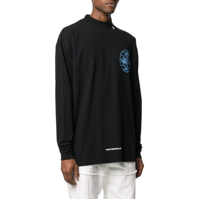 Off-White Men’ s Alphabet 3D Pattern Printing Long Sleeves Black T-Shirt