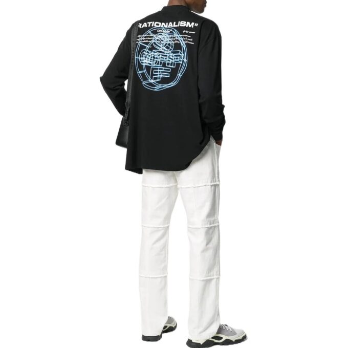 Off-White Men’ s Alphabet 3D Pattern Printing Long Sleeves Black T-Shirt
