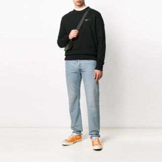 Off-White Men’ s Alphabet Logo Pattern Long Sleeves Loose Fit Black Off-White Men’ s Alphabet Logo Pattern Long Sleeves Loose Fit Black
