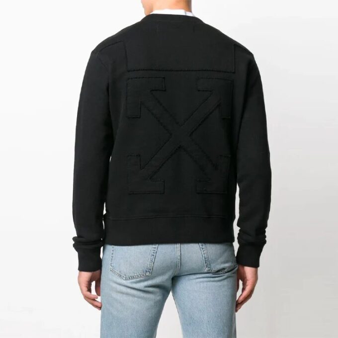 Off-White Men’ s Alphabet Logo Pattern Long Sleeves Loose Fit Black