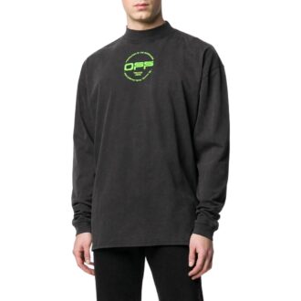 Off-White Men’ s Alphabet Printing Half Turtleneck Autumn Black Off-White Men’ s Alphabet Printing Half Turtleneck Autumn Black